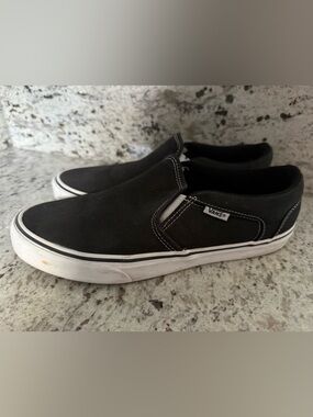 Vans Classic Slip-On Canvas Loafers in Black with White Sole